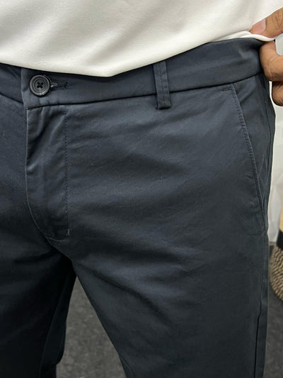 Cotton soft feel ankle chinos ( dark grey )