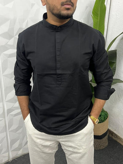 Slub linen short kurta