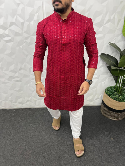 Lucknowi fabric long kurta