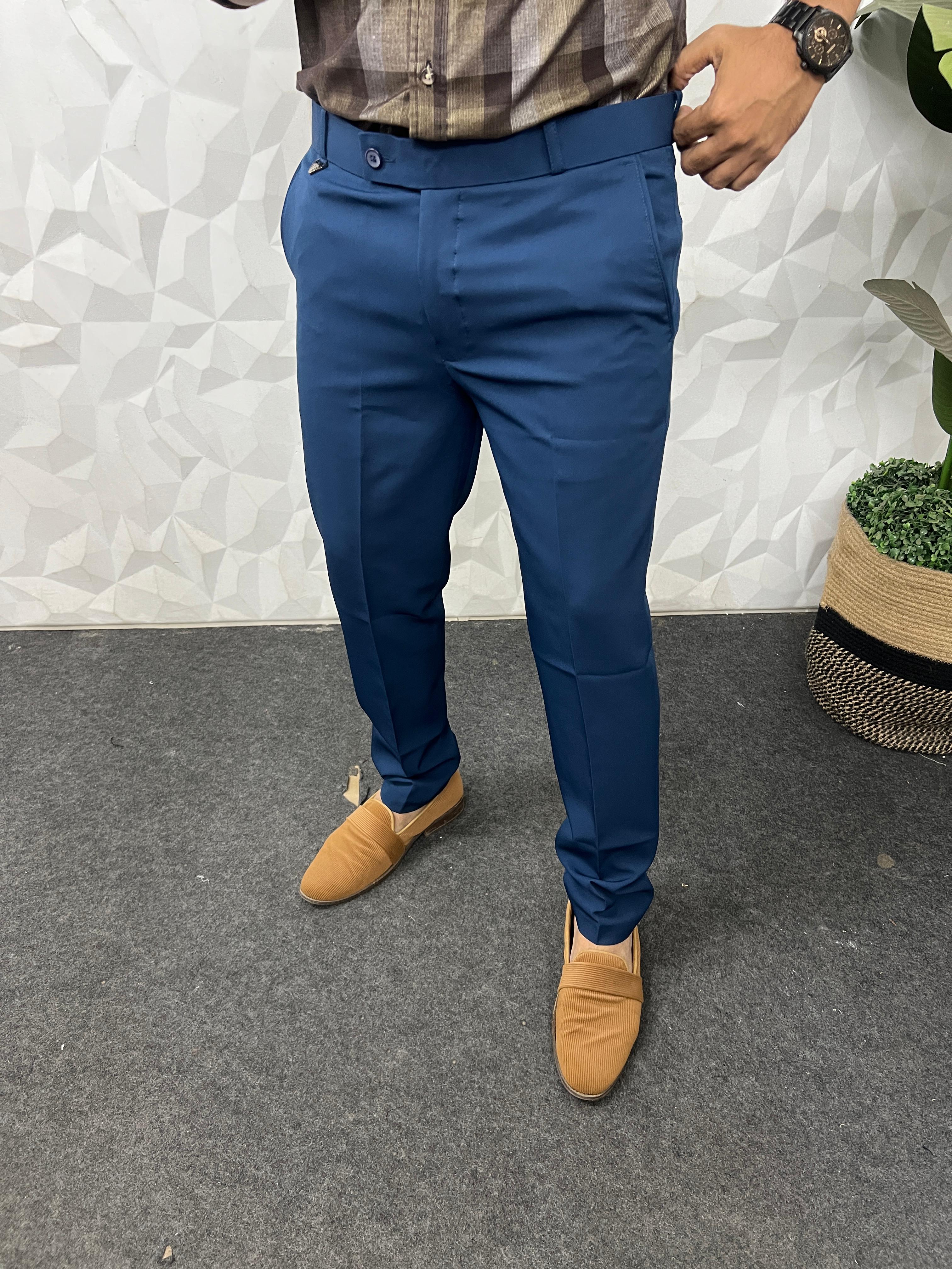 Cotton lycra royal blue trouser