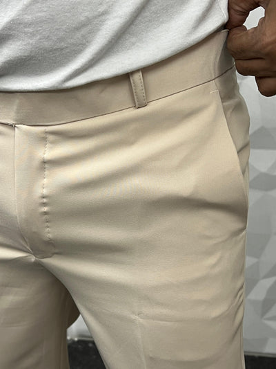 Cotton lycra fabric cream trouser