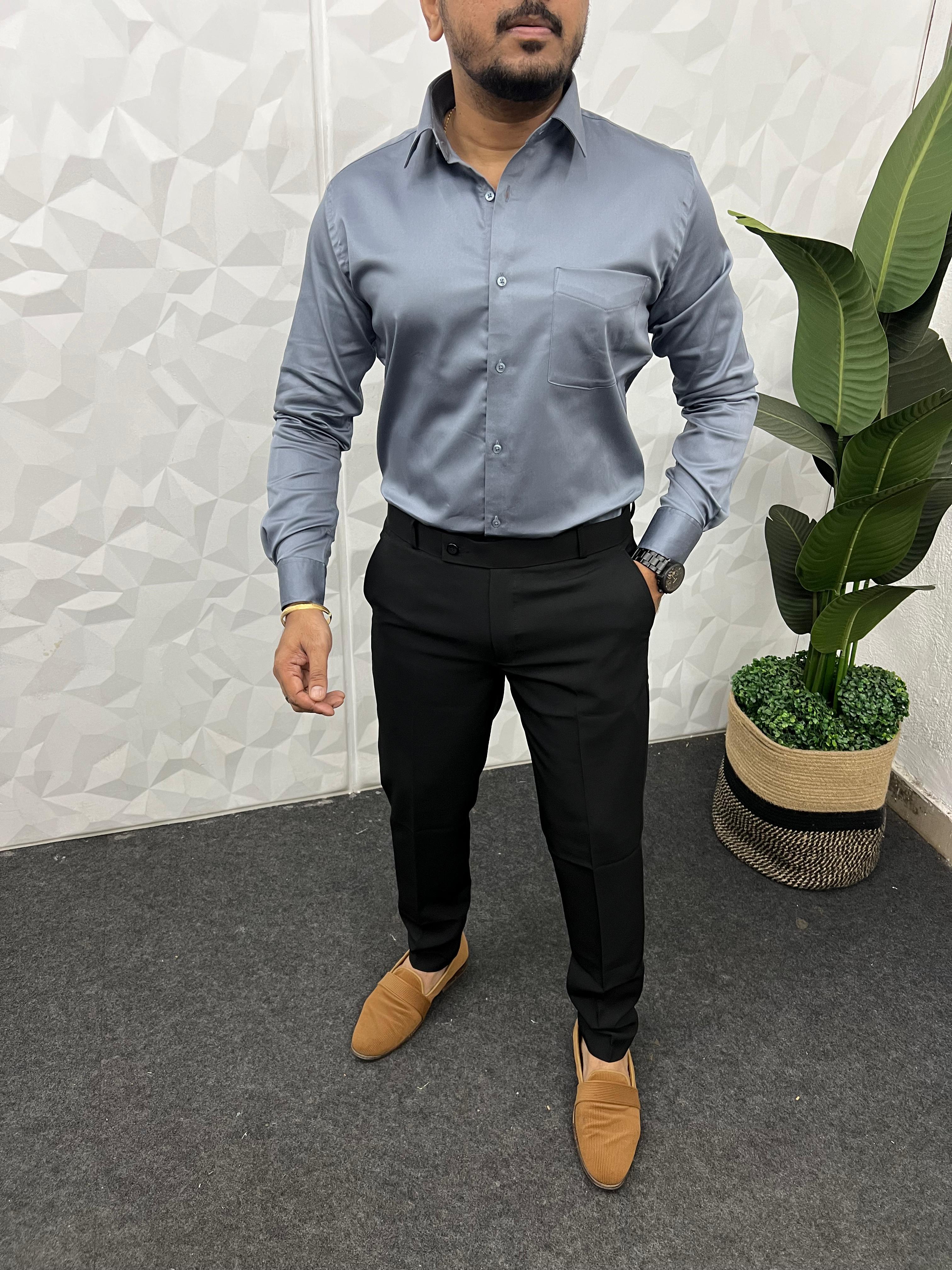 Cotton lycra plain shirt ( Grey )