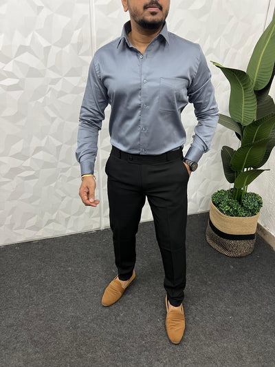 Cotton lycra plain shirt ( Grey )