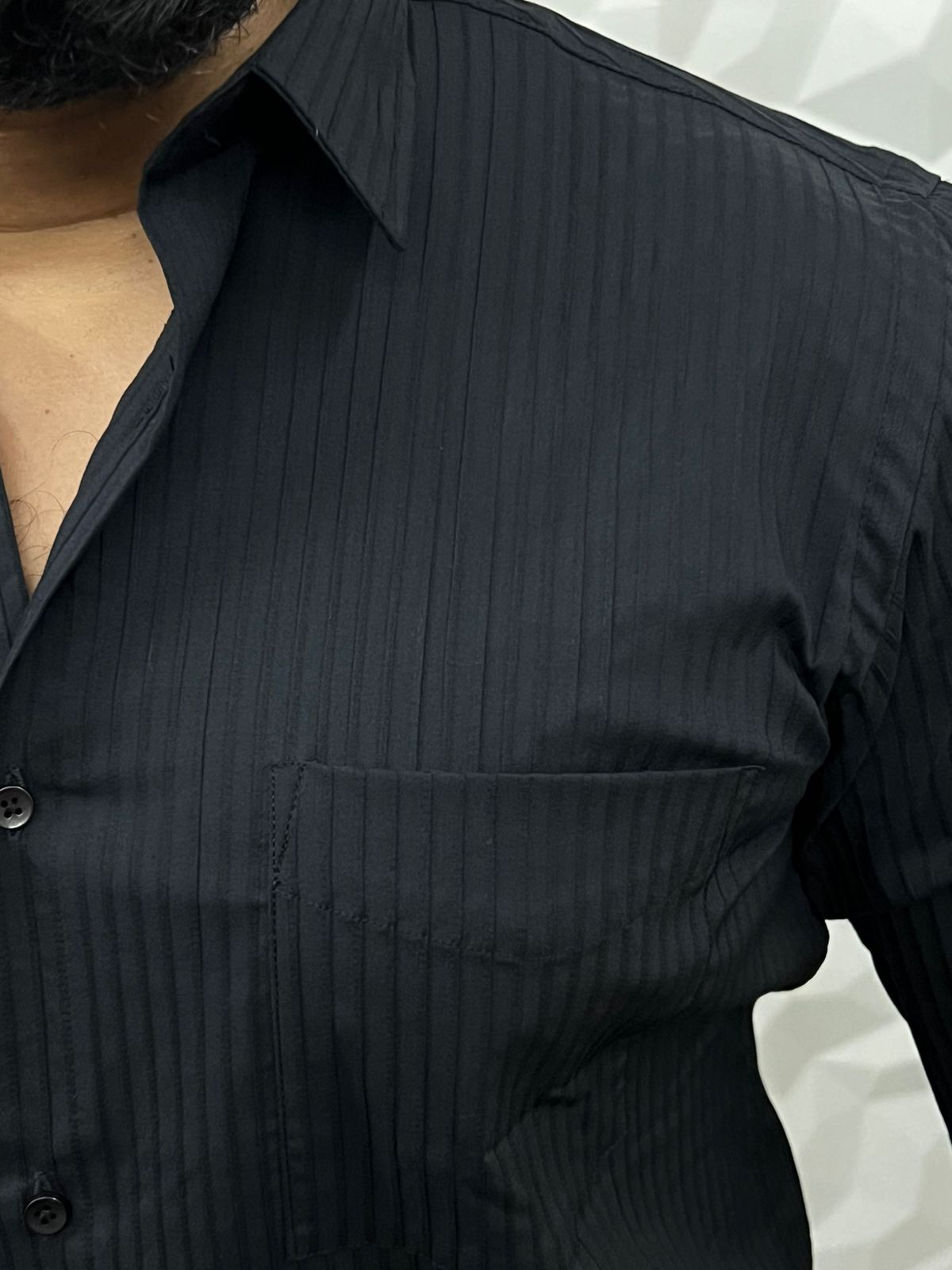 Self jacquard emboss lining shirt ( black )