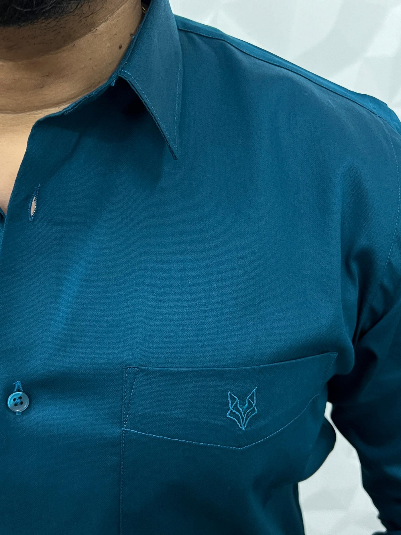 Cotton Lycra Plain Shirt ( Teal blue )