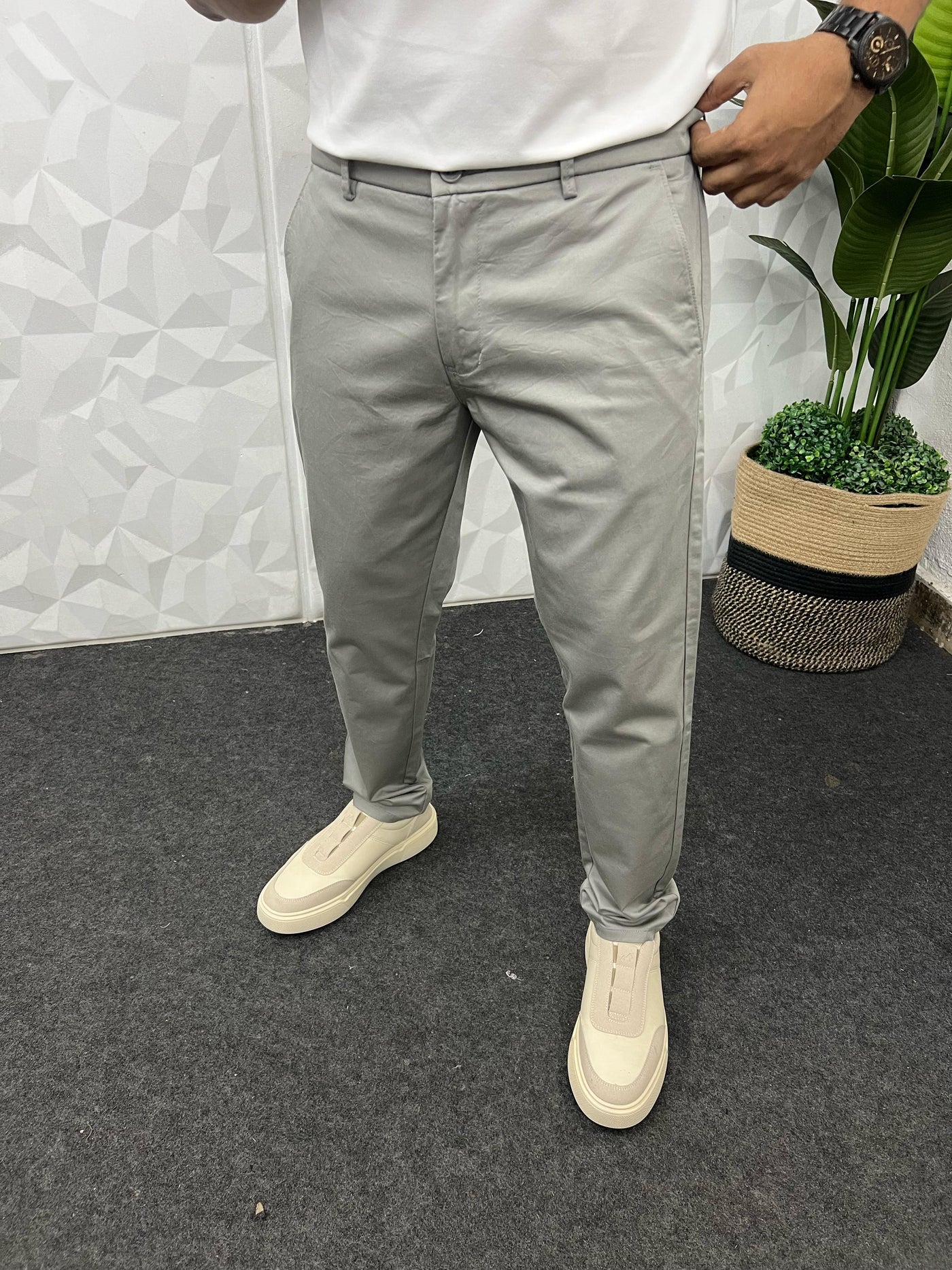Cotton soft feel ankle chinos ( light grey )