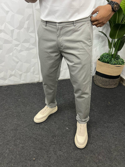 Cotton soft feel ankle chinos ( light grey )