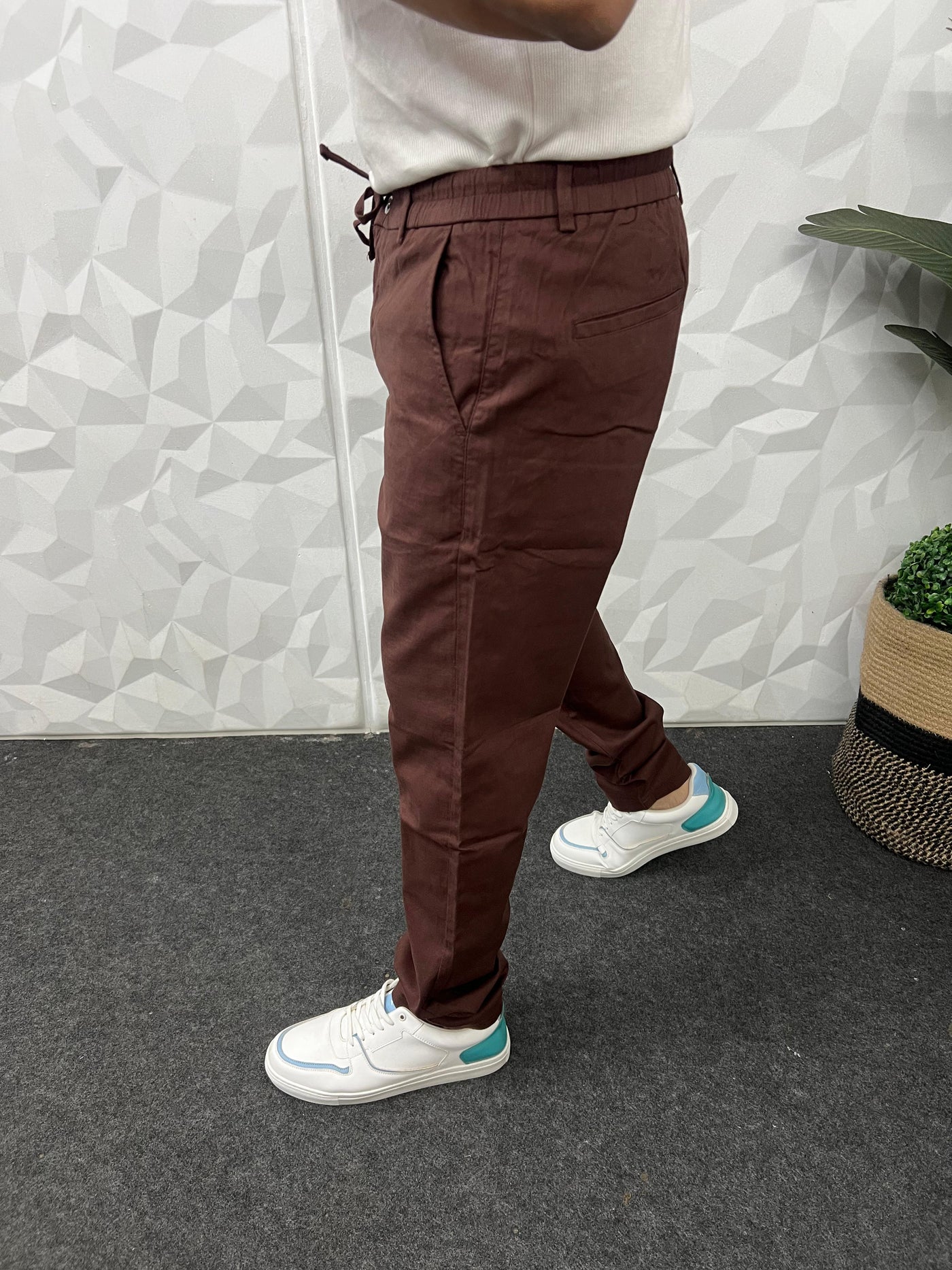 Dobby linen fabric pants