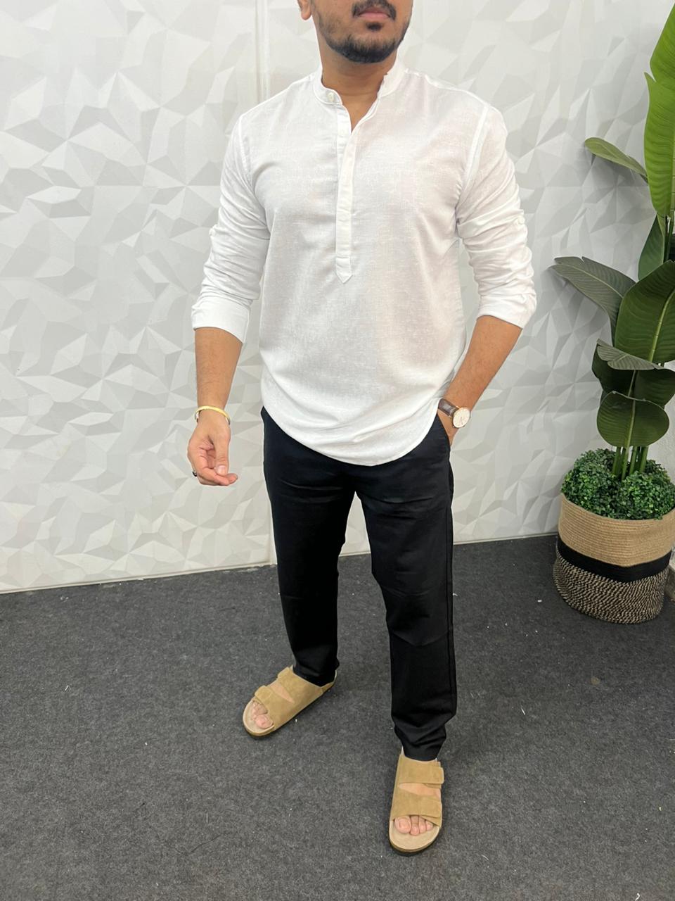 Linen texture short kurta