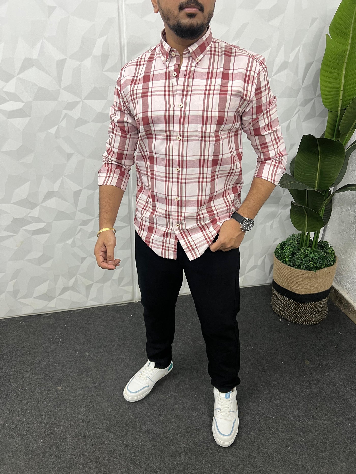 Oxford fabric yarn dyed chex shirt