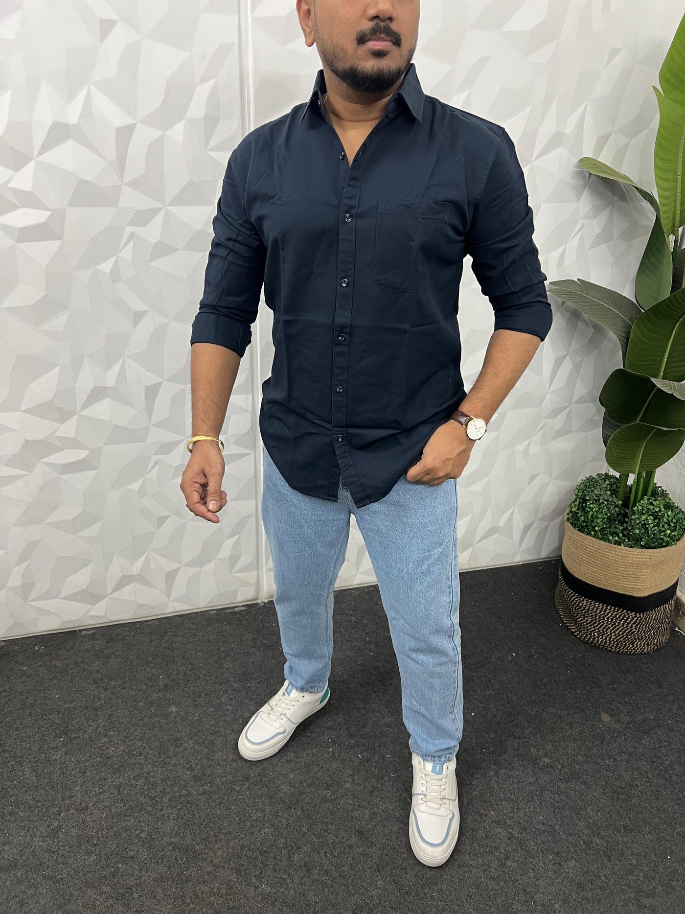 Twill fabric plain shirt