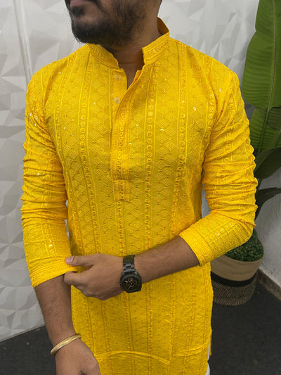 Lucknowi fabric long kurta