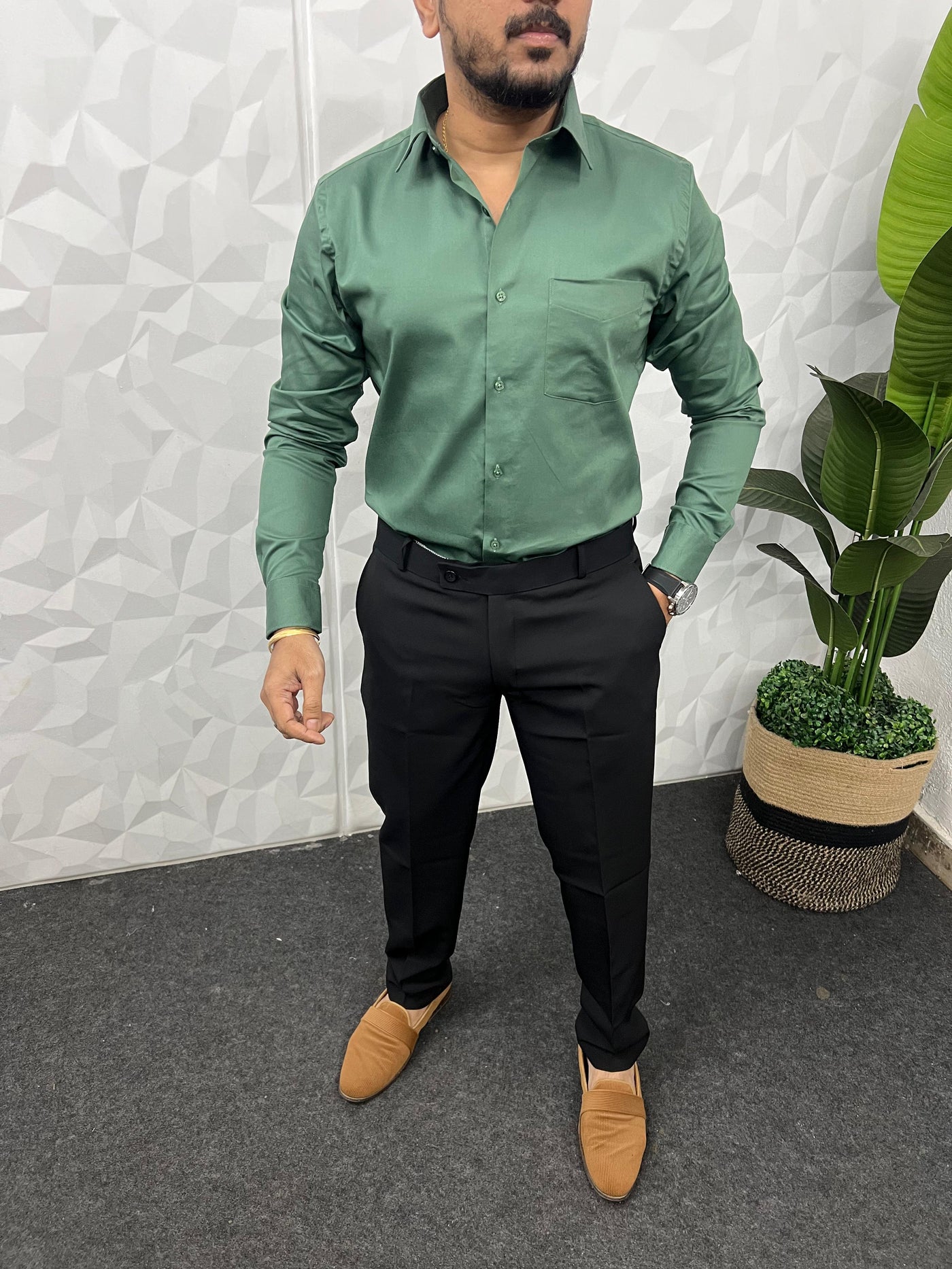 Cotton lycra fabric plain shirt