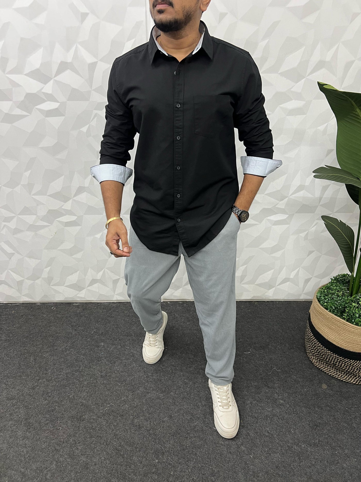 Cotton blend linen shirt