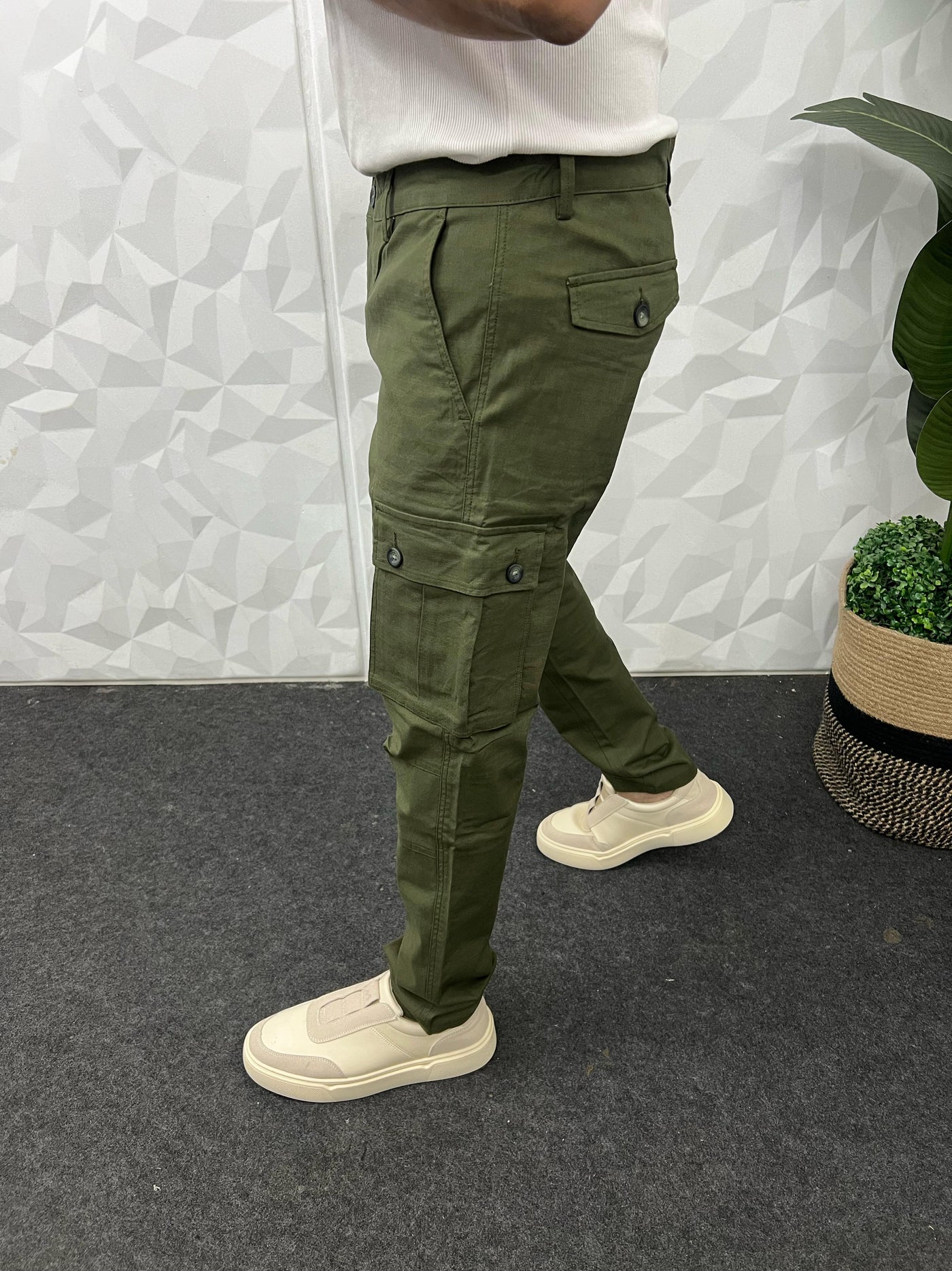 Linen fabric cargo pant