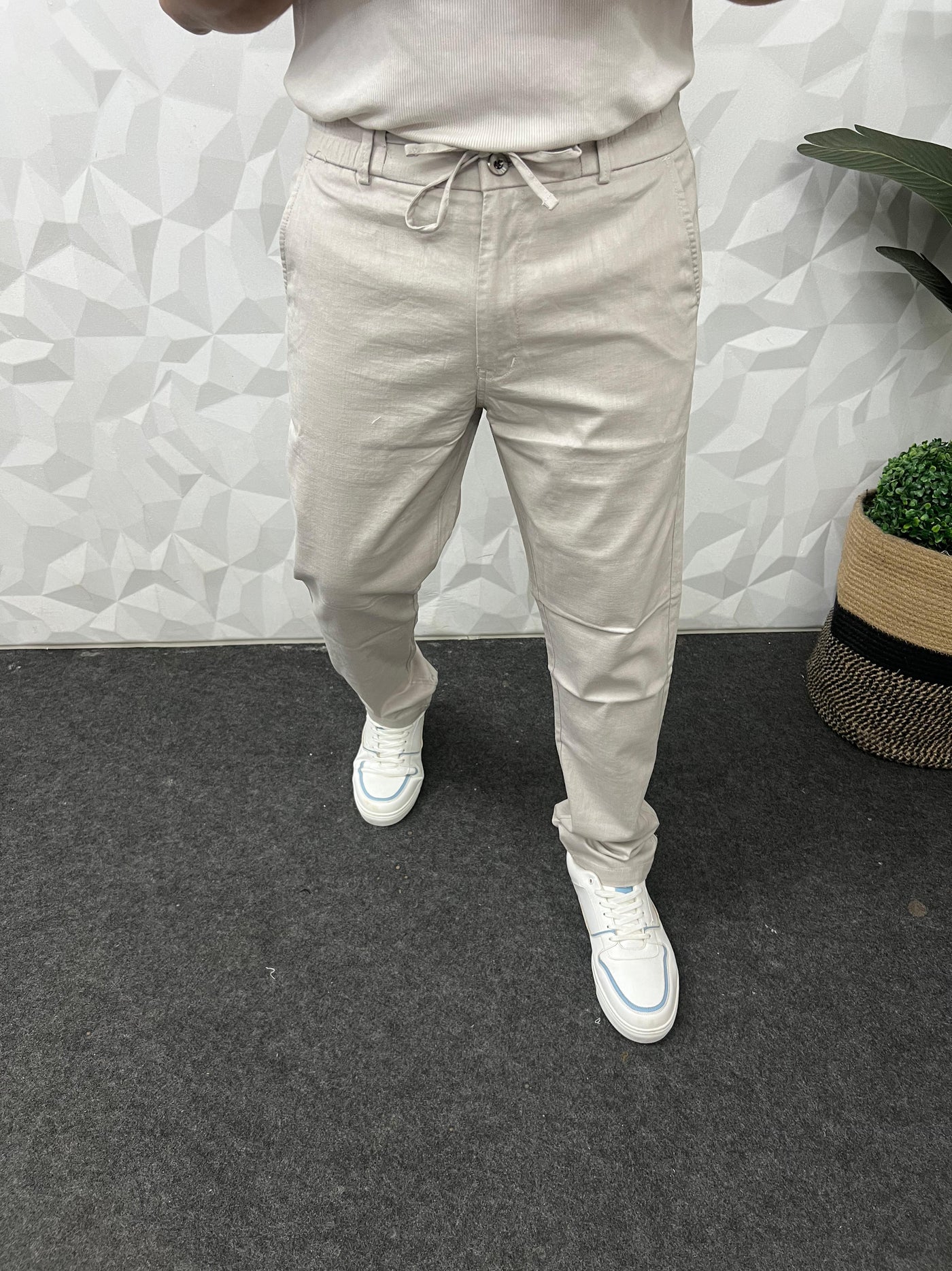 Dobby linen fabric pants