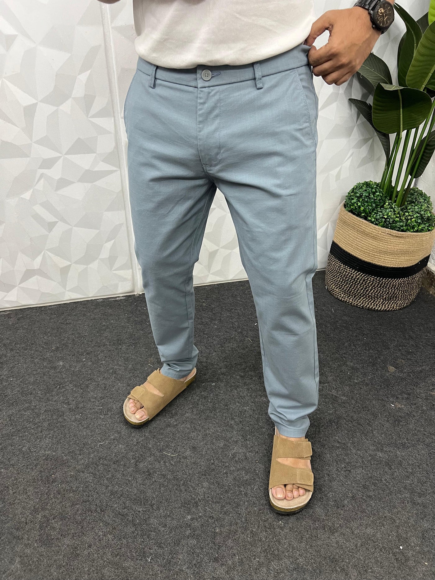 Linen fabric chinos