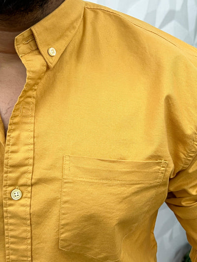 Oxford lycra solid shirt (Mustard yellow)