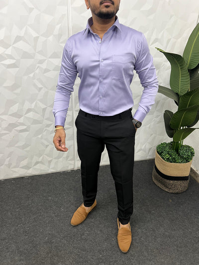 Cotton lycra plain shirt (Lilac)