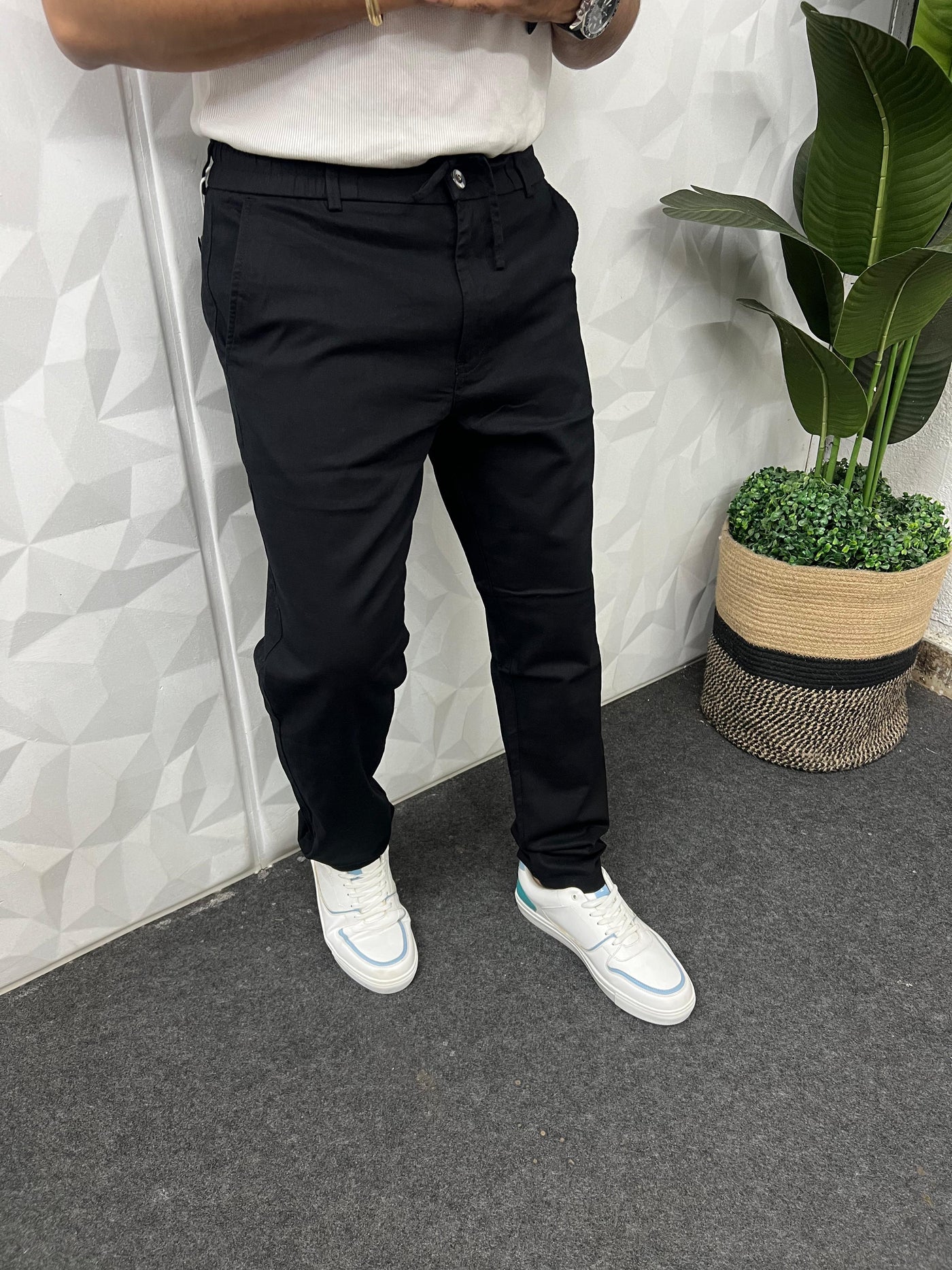Dobby linen fabric pants