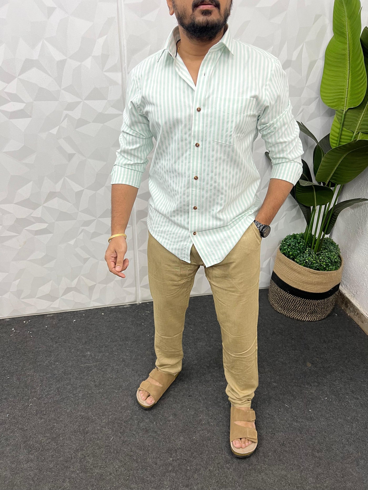 Oxford fabric old money stripes shirt