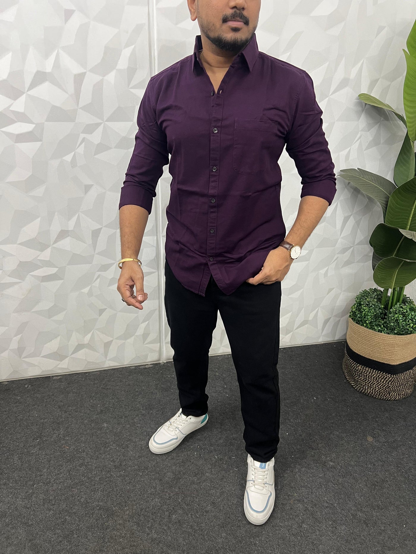 Twill fabric plain shirt