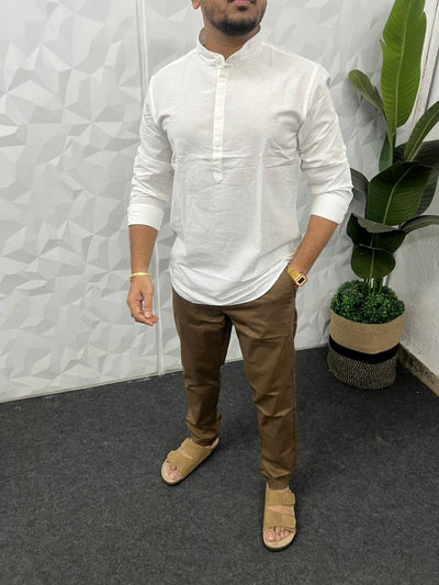 Slub linen short kurta