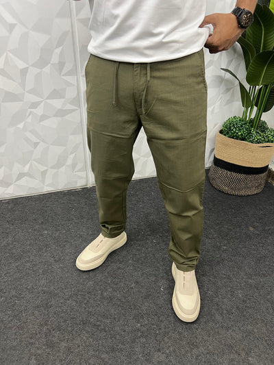 Blend linen fabric chino pant
