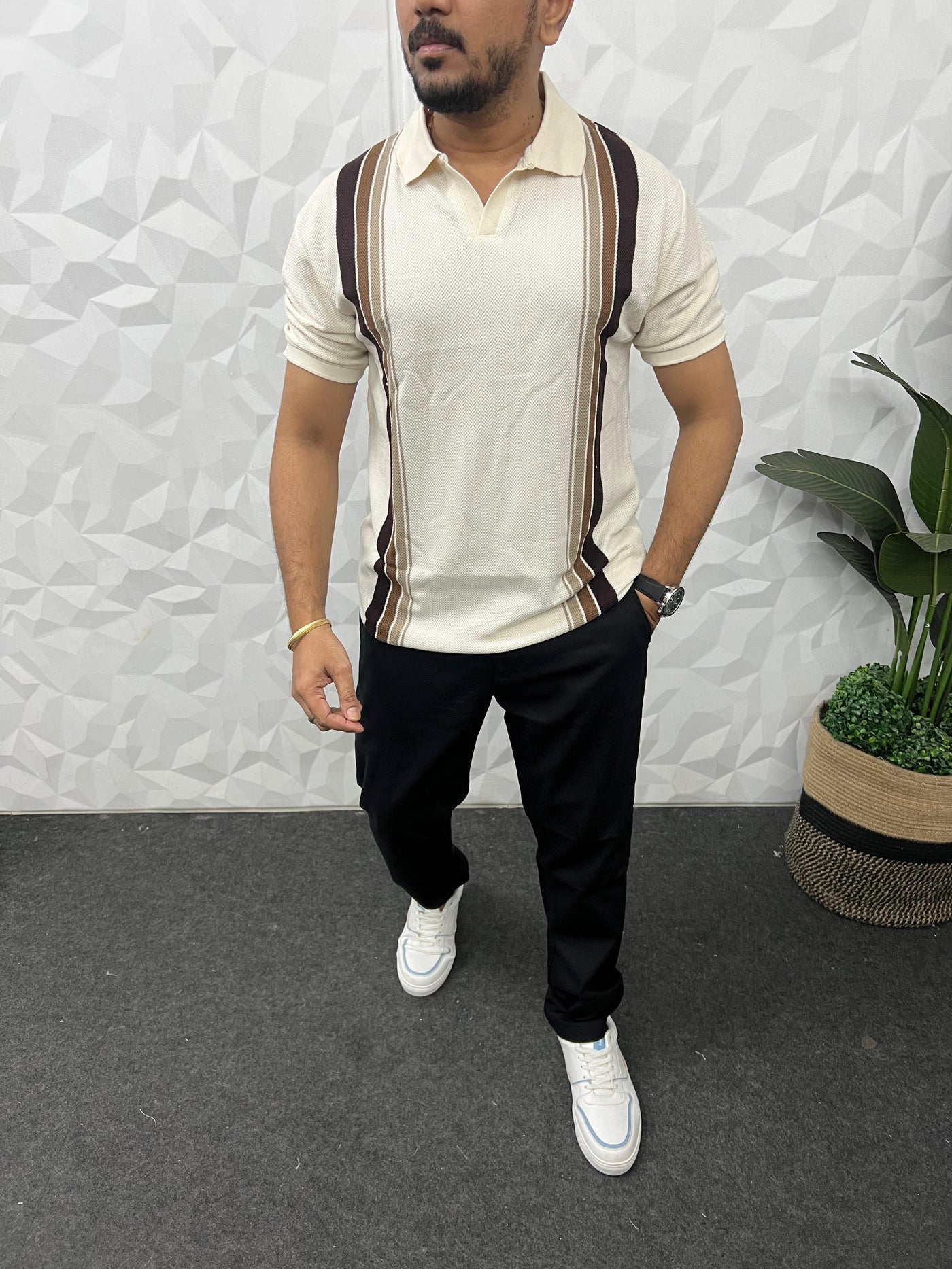 Knitted fabric polo t-shirt