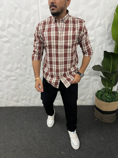 Oxford fabric yarn dyed chex shirt