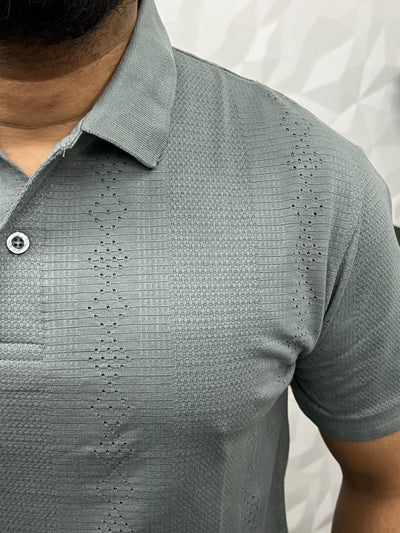 Cotton texture fabric collar t-shirt