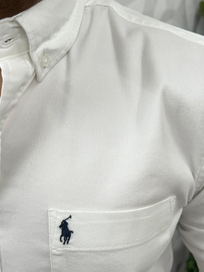 Corduroy lycra fabric shirt (White)