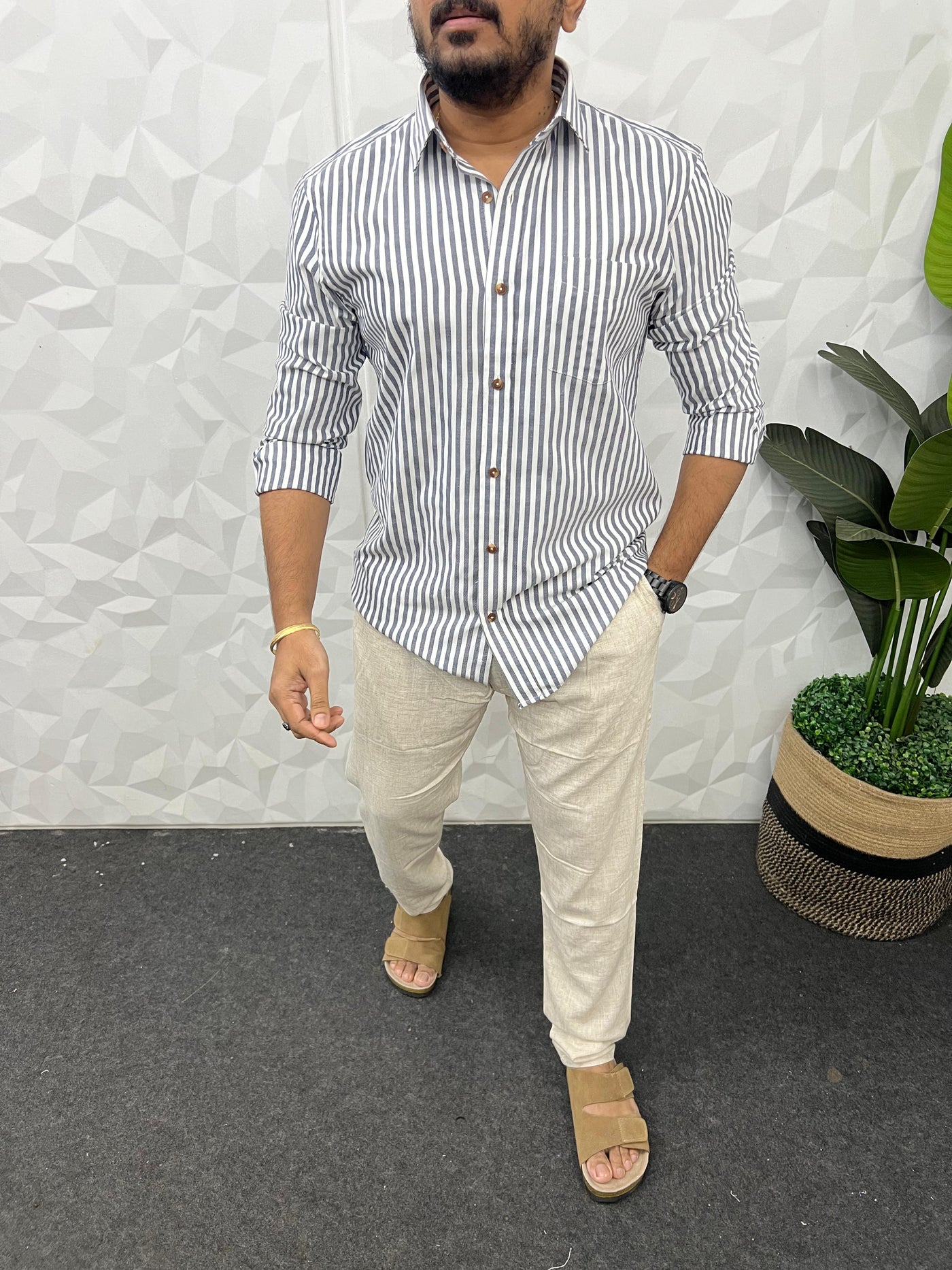 Oxford fabric old money stripes shirt