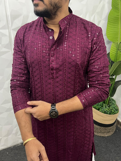 Lucknowi fabric long kurta