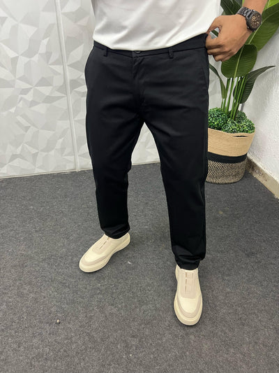 Cotton soft feel ankle chinos ( black )