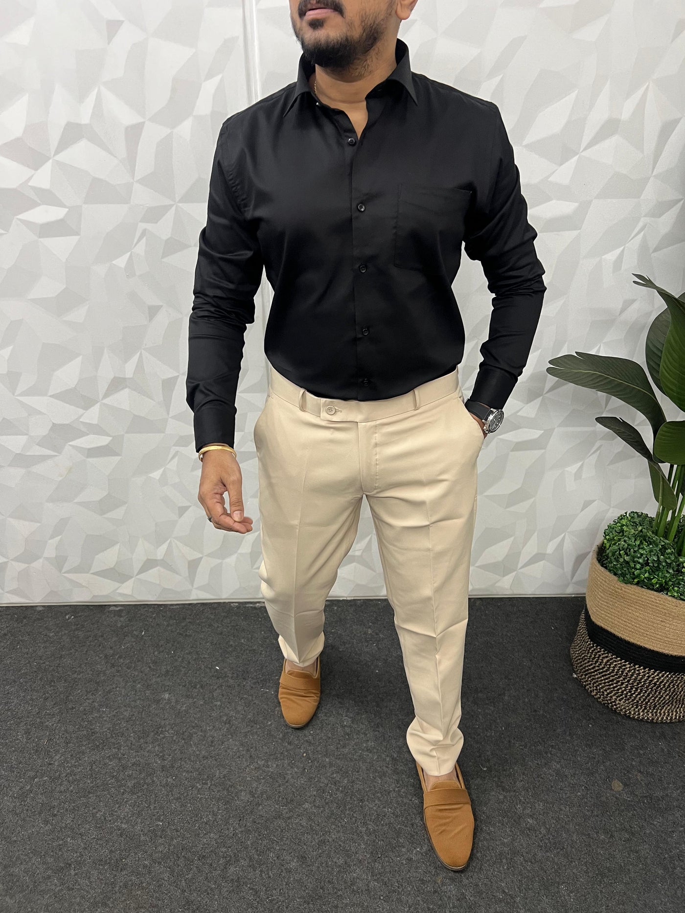 Cotton lycra fabric plain shirt