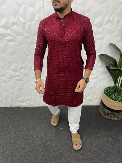 Lucknowi fabric long kurta