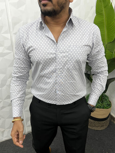 Cotton fabric formal print shirt