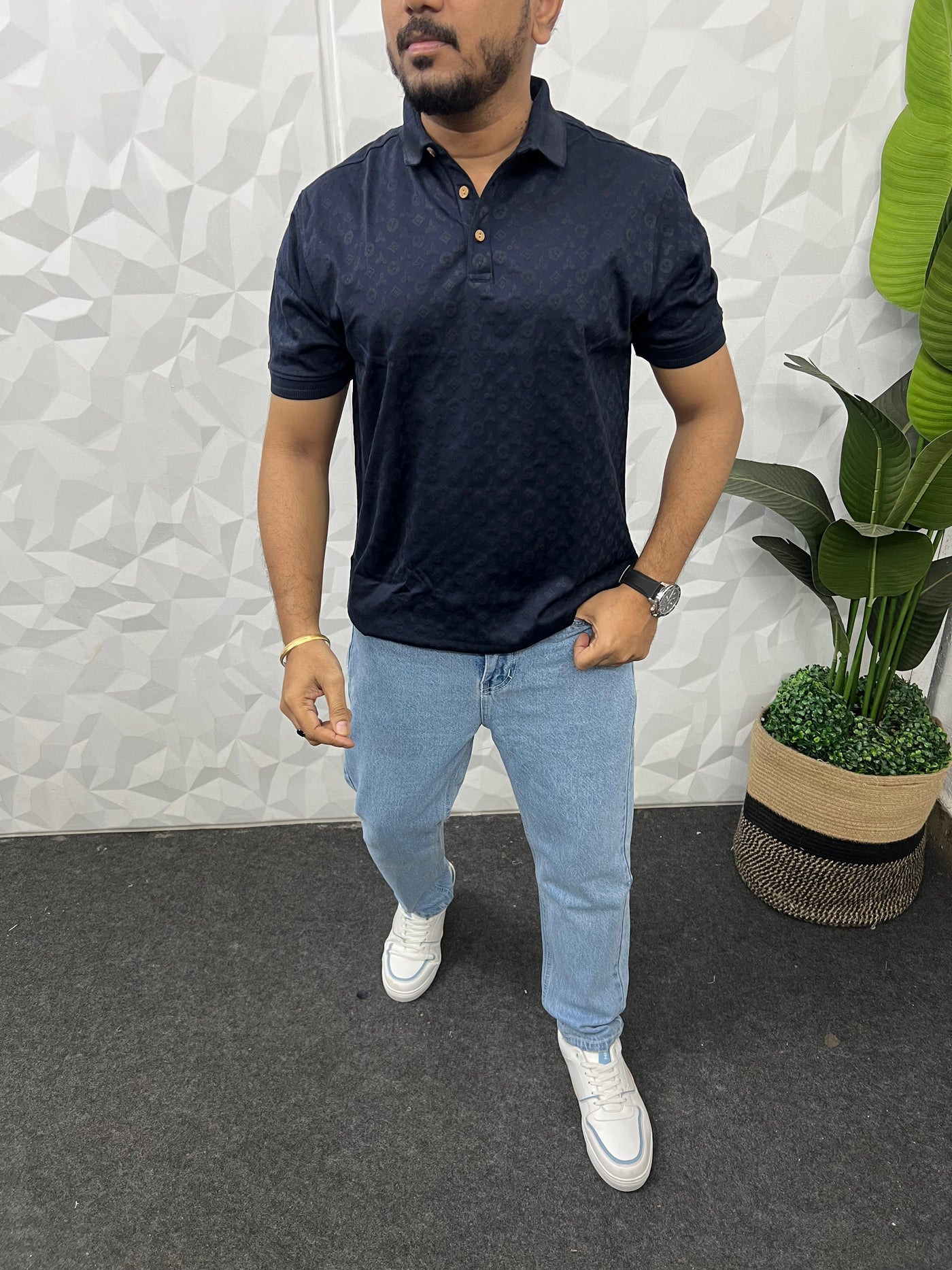 Imported fabric collar t-shirt