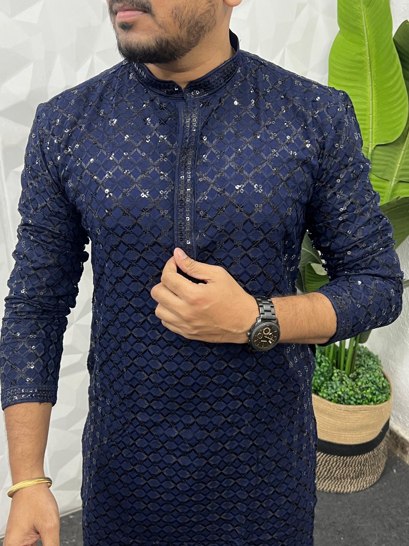 Lucknowi fabric long kurta