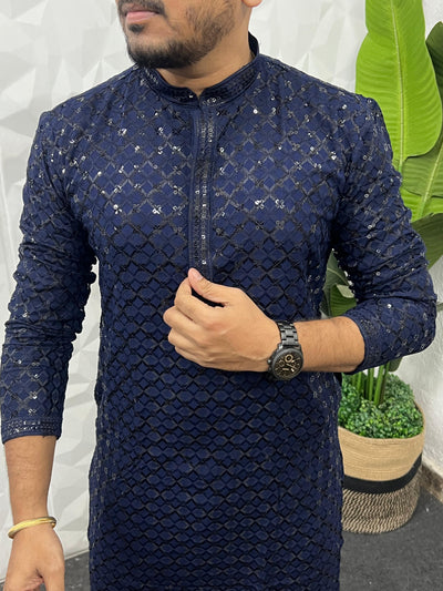 Lucknowi fabric long kurta