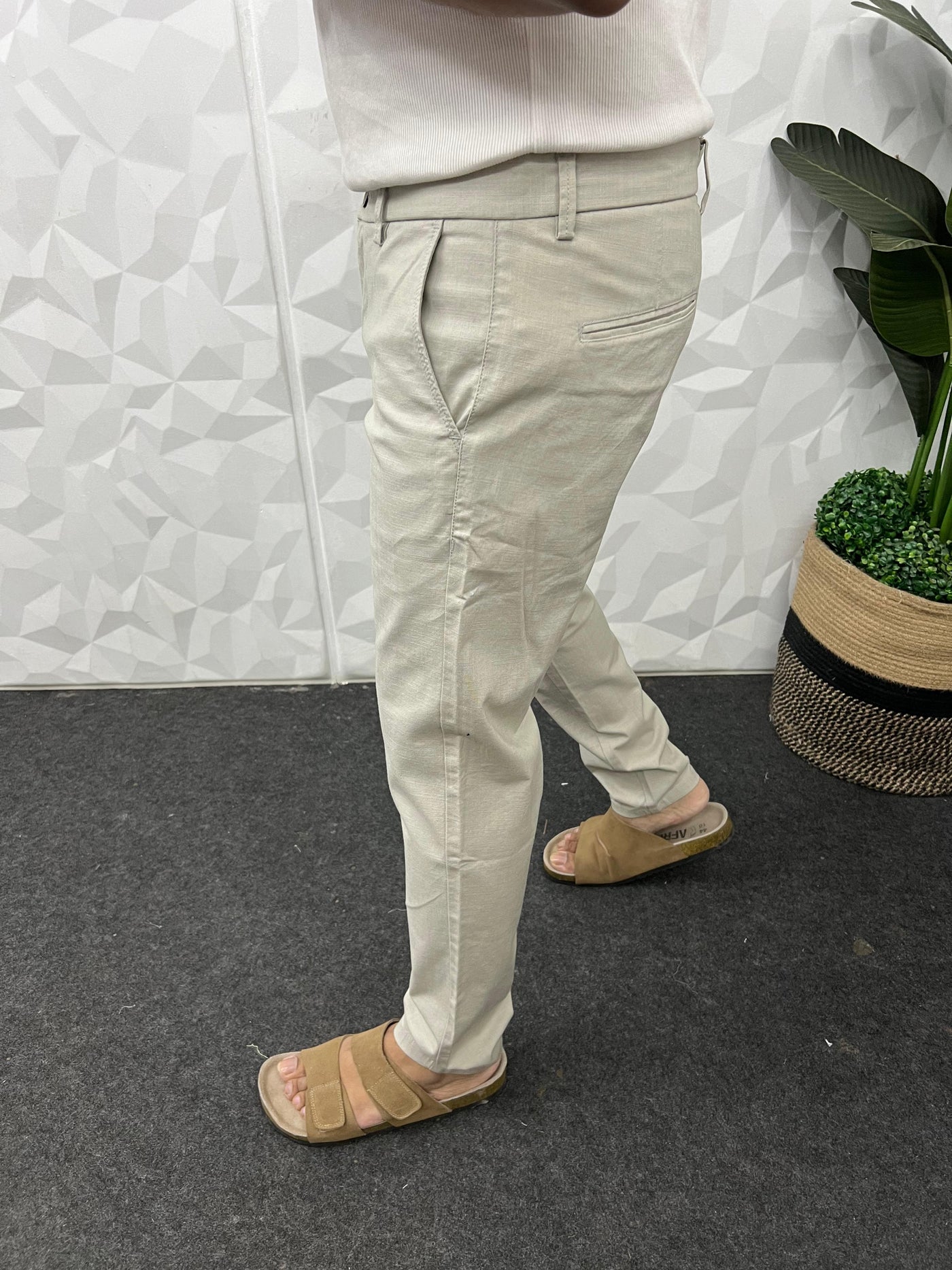 Linen fabric chinos