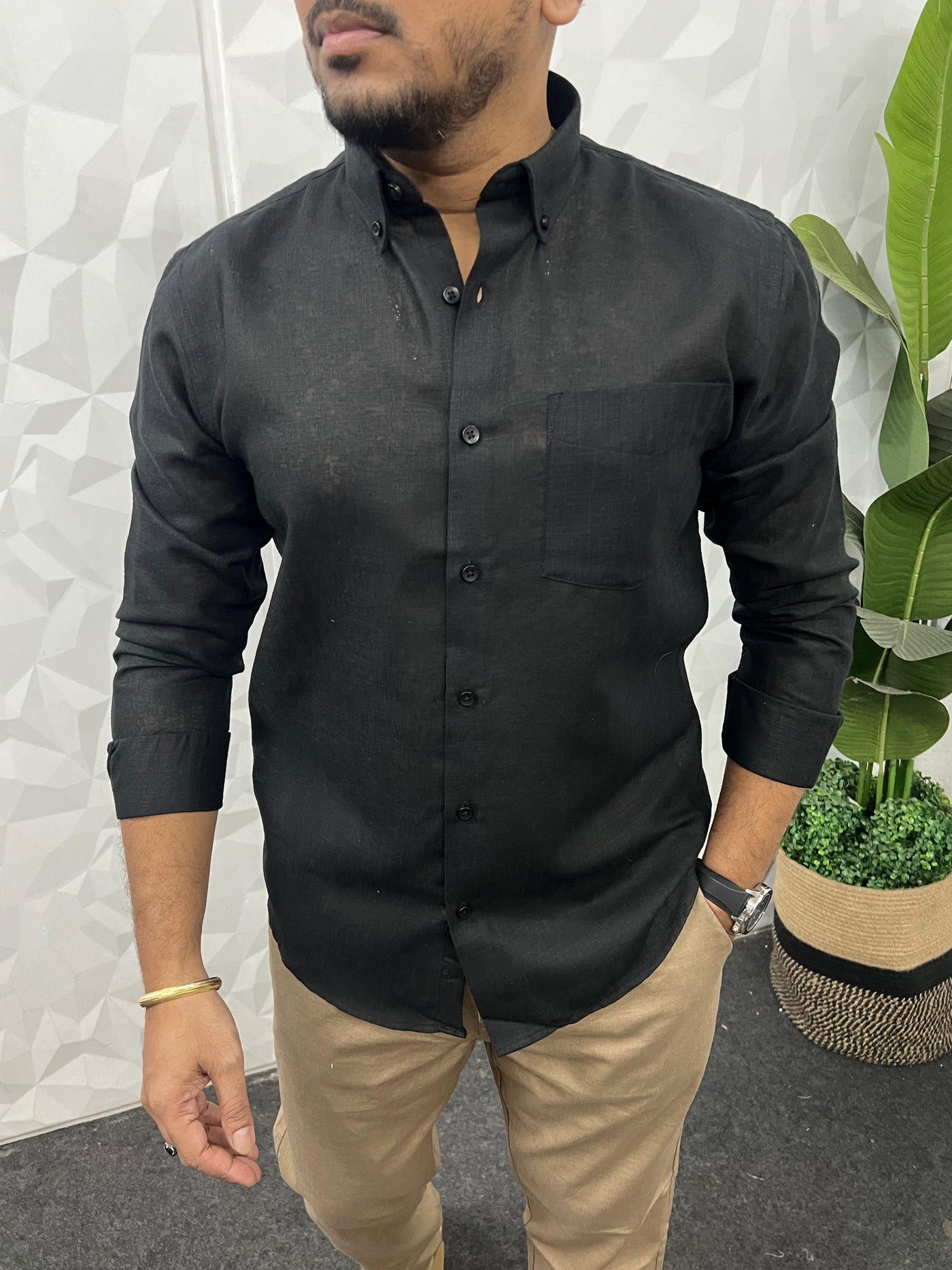 Khadi linen fabric plain shirt
