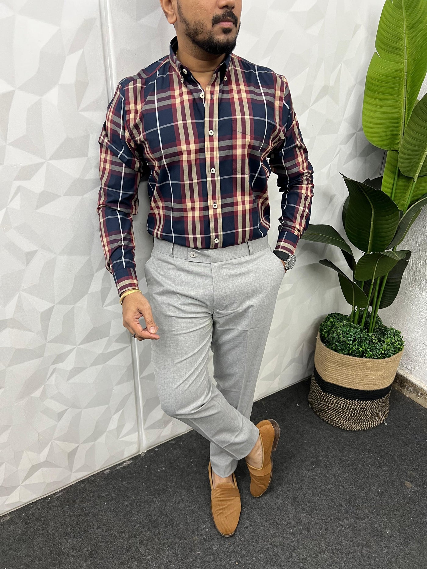 Cotton poplin burberry chex shirt