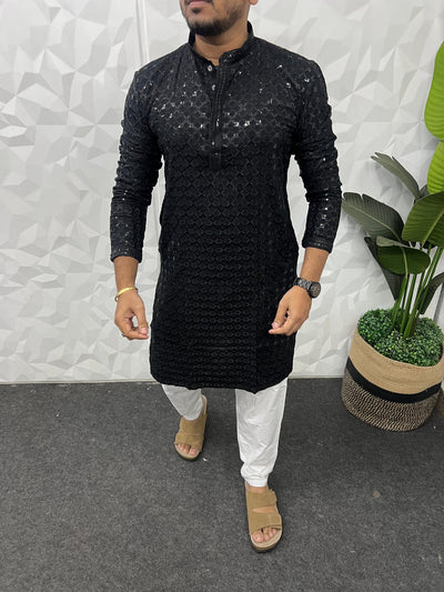 Lucknowi fabric long kurta