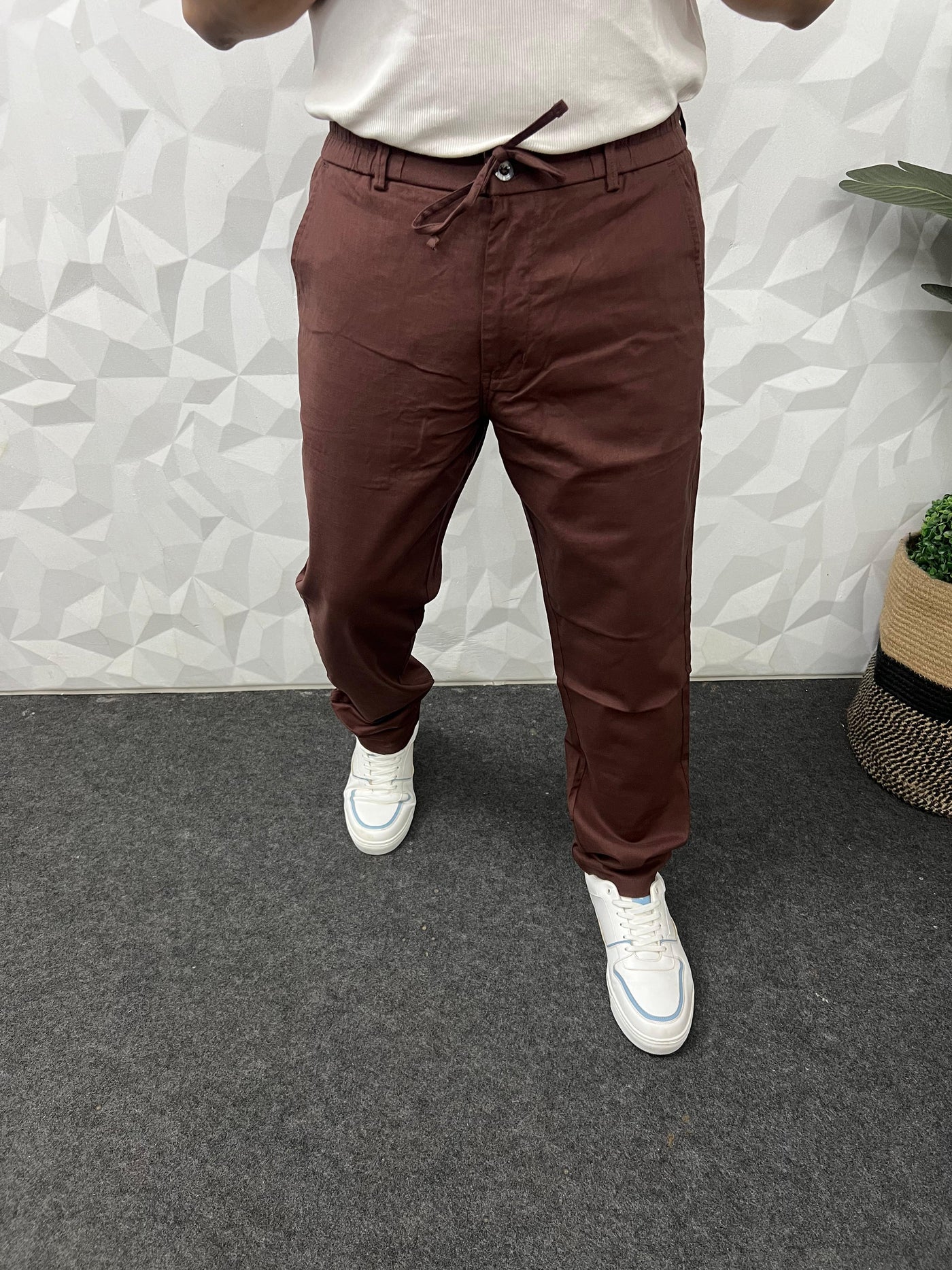 Dobby linen fabric pants