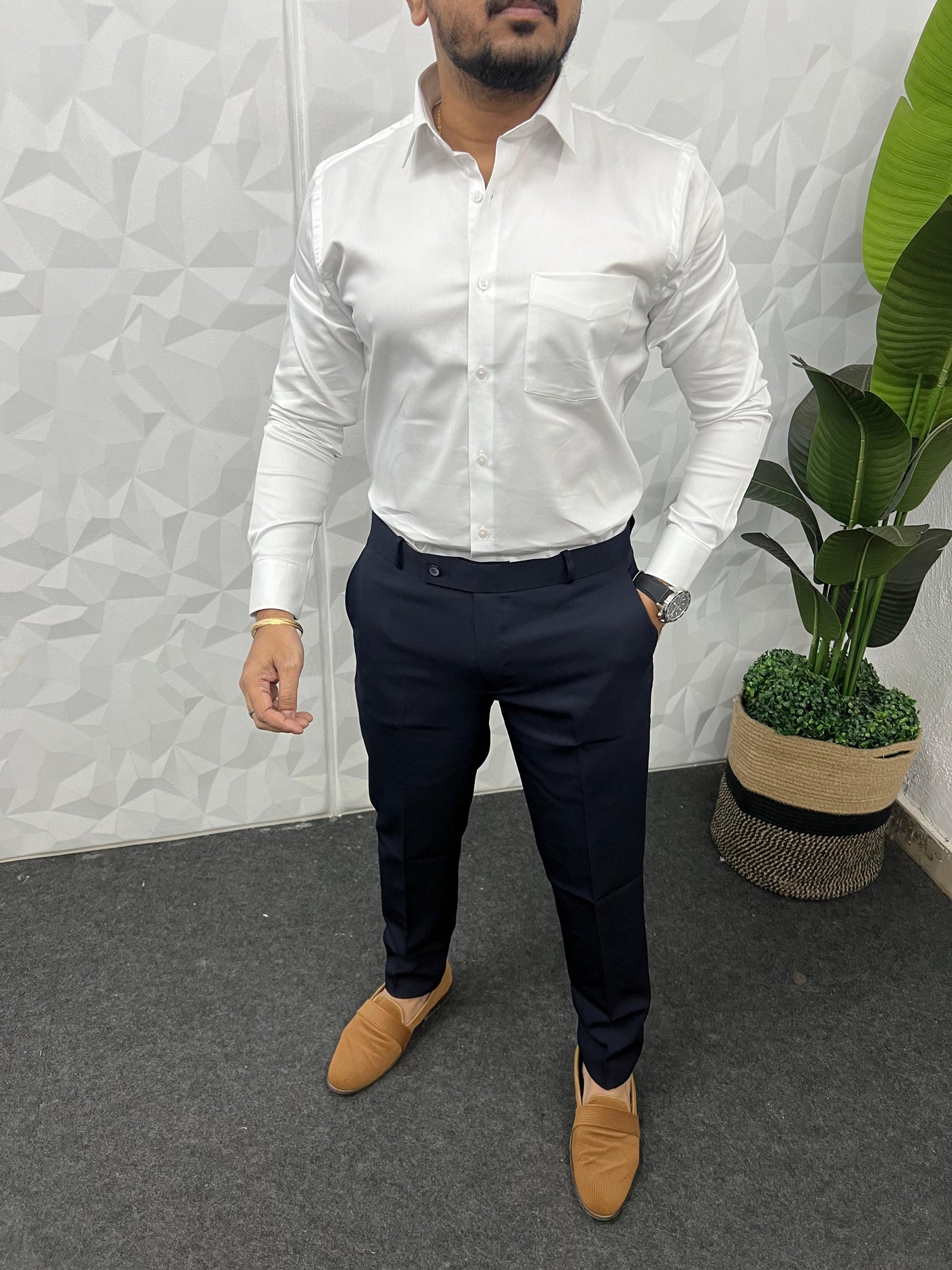 Cotton lycra fabric plain shirt