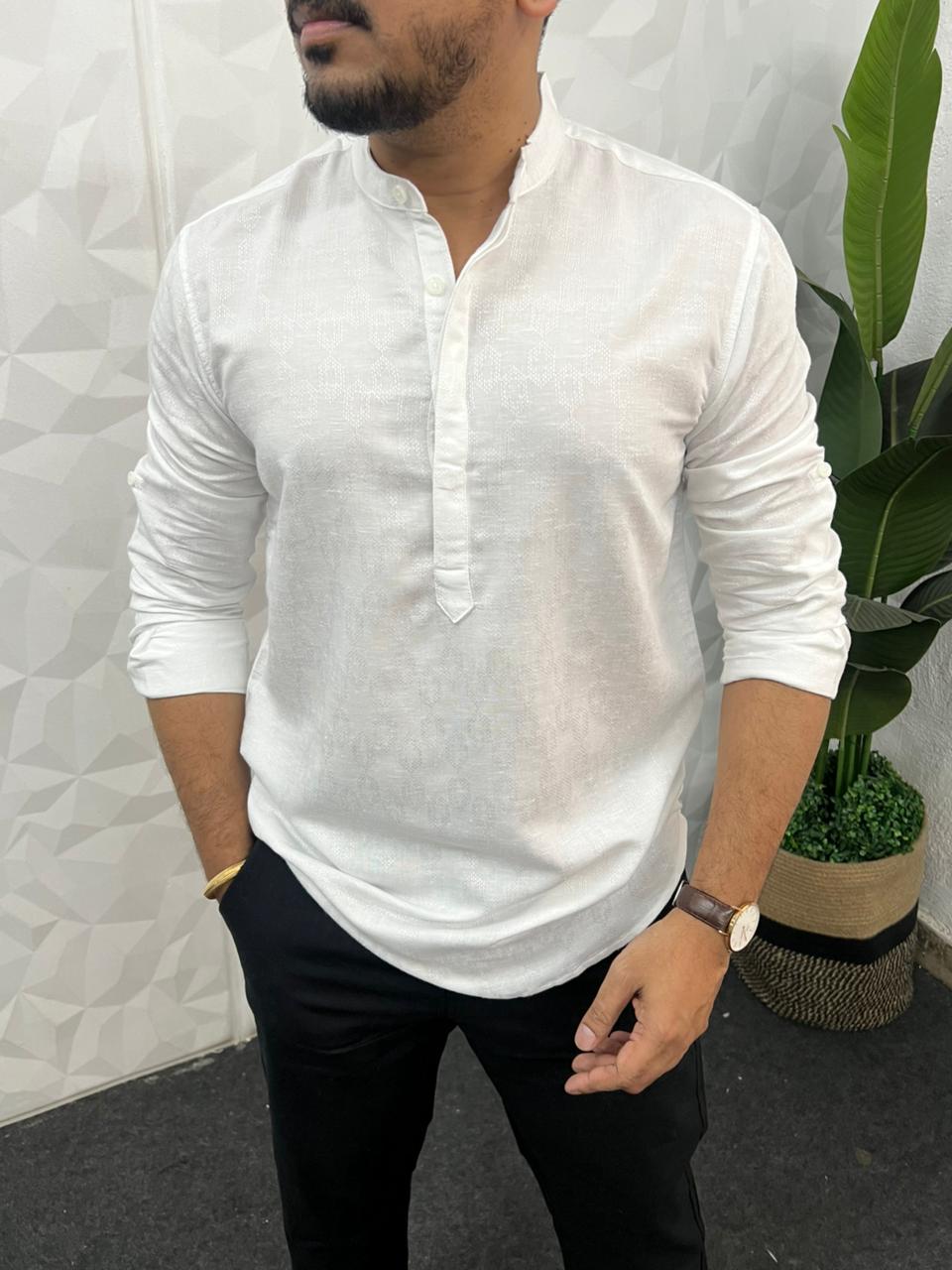 Linen texture short kurta