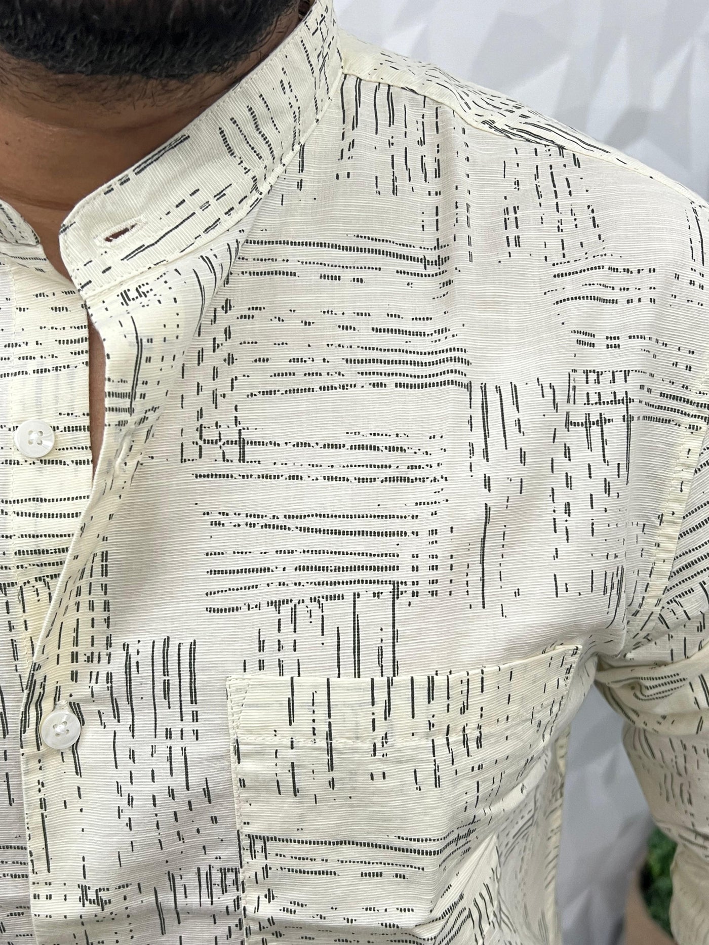 Mandarin collar printed shirt