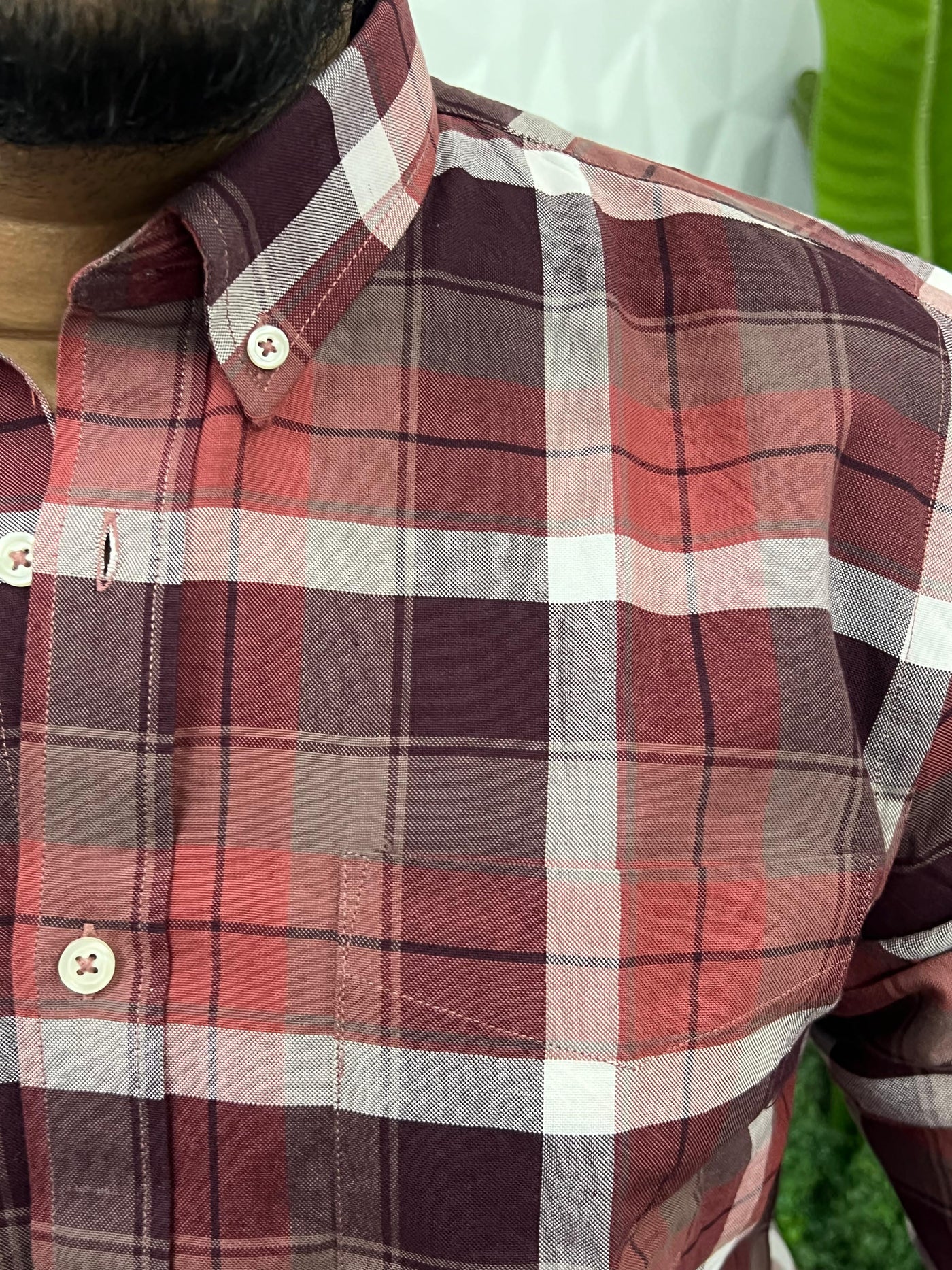Oxford fabric yarn dyed chex shirt